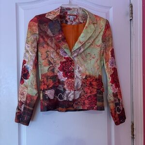 Solo Vibrant Floral Blazer with Red and Green Hues